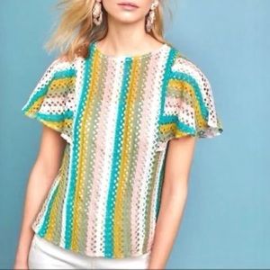 Anthropologie Eva Franco Striped Crocheted Top